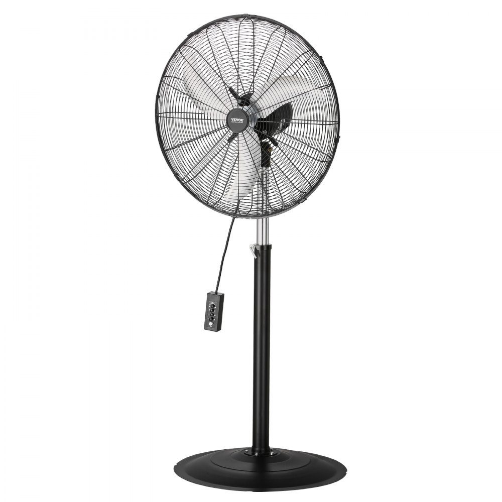 Industrial Pedestal Fan 670mm 85 Degree Oscillation Fan Height Adjustable Fan with 3 Adjustable Speeds Wind Machine for Factory Workshop Warehouse Black