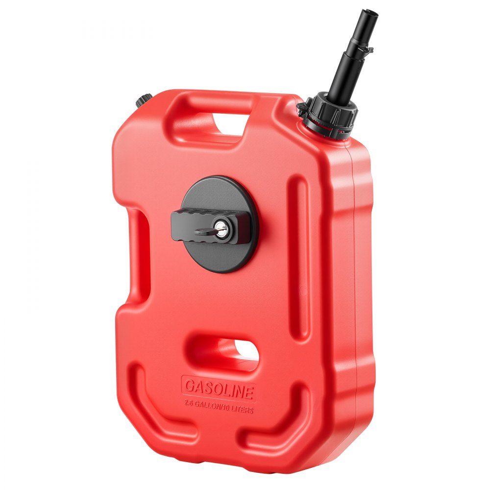 Fuel Can 10L Petrol Can with Spout and Lockable Holder Maximum Flow Rate 15L/min Liquid Container for Most Cars Motorcycles ATVs and UTVs Red
