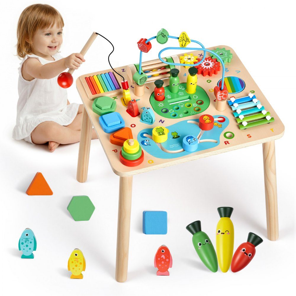 Table d'activités en bois, jouet Montessori, table d'apprentissage 13 en 1, table de jeu, table d'activités pour enfants à partir de 6 mois, cadeau idéal pour anniversaire, Noël ou fête des enfants, 6-36 mois