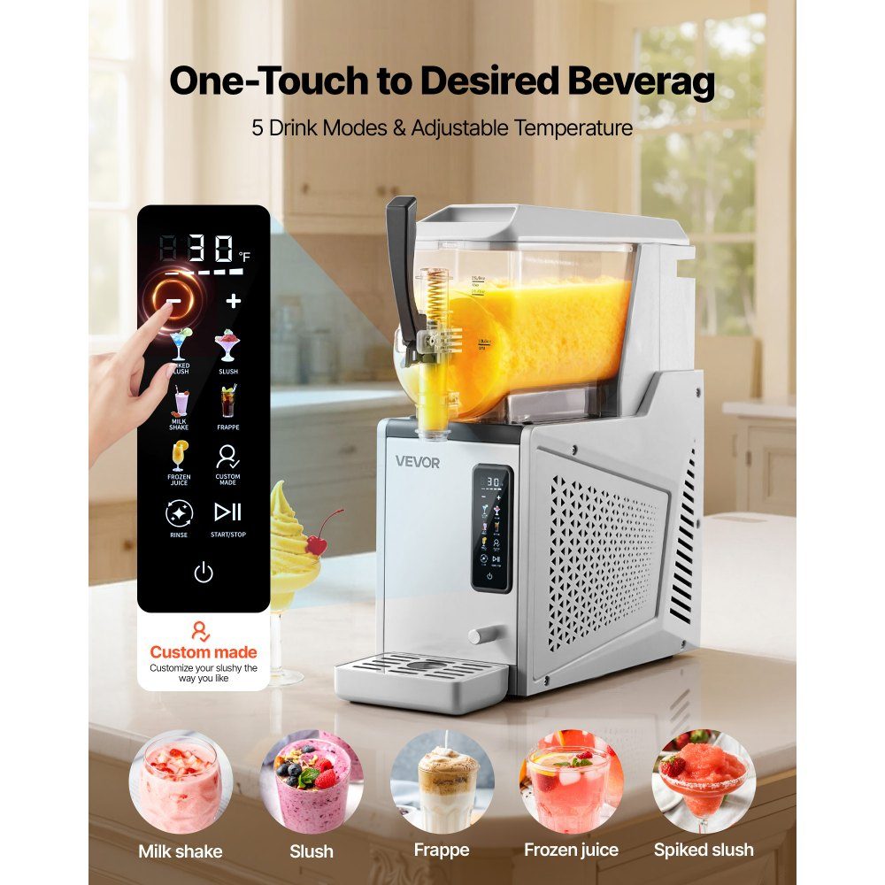 Slush Machine 1 x 3L, Slush Ice Cream Machine 350W (No Ice Required), Electric Margarita Machine with Self-Cleaning Function, Suitable for Frozen Margaritas, Frappes, Milkshakes, Shakes