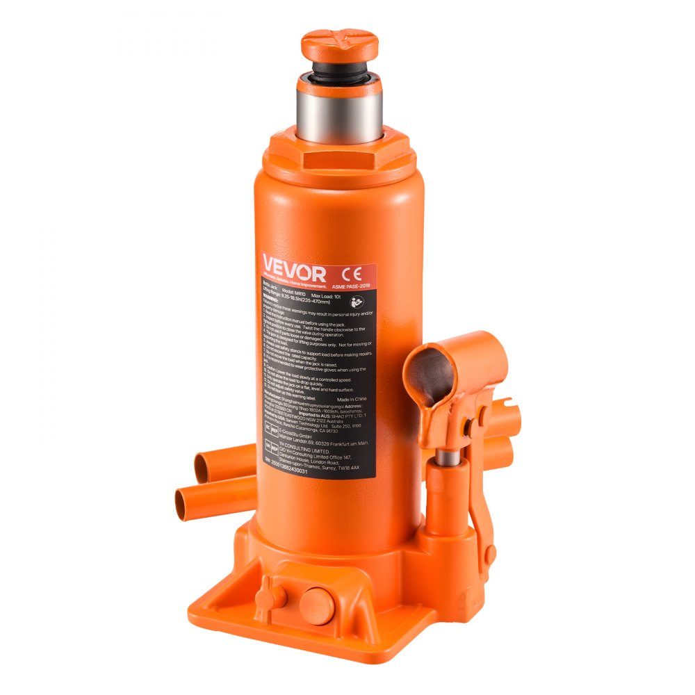 Cric bouteille hydraulique d'une capacité de 10 T, plage de levage de 235 à 470 mm, cric bouteille avec système de soudage pour la réparation de voitures SUV, pick-up, cric orange haute performance