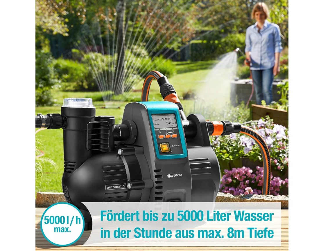 GARDENA 5000/5 LCD Hauswasserautomat mit Wetterschutz