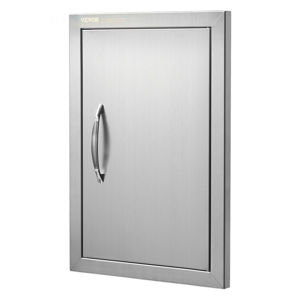 Grill-Zugangstür, 355 x 508 mm, einzelne Außenküchentür, bündig montierte Edelstahltür, vertikale Wandtür mit Griff, für Grillinsel, Grillstation, Außenschrank