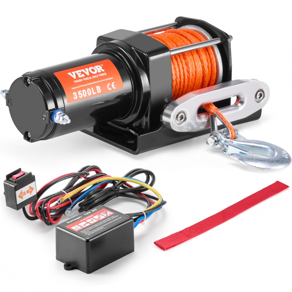 Wciągarka elektryczna, uciąg 3500 funtów, wciągarka 12 V DC ATV/UTV z 12-żyłową liną syntetyczną Φ3/16" x 39 stóp, aluminiowa lina, przewodowy pilot zdalnego sterowania, wodoodporność IP55 do holowania UTV, ATV, łodzi Wciągarka elektryczna, uciąg 3500 funtów, wciągarka 12 V DC ATV/UTV z 12-żyłową liną syntetyczną Φ3/16" x 39 stóp, aluminiowa lina, przewodowy pilot zdalnego sterowania, wodoodporność IP55 do holowania UTV, ATV, łodzi