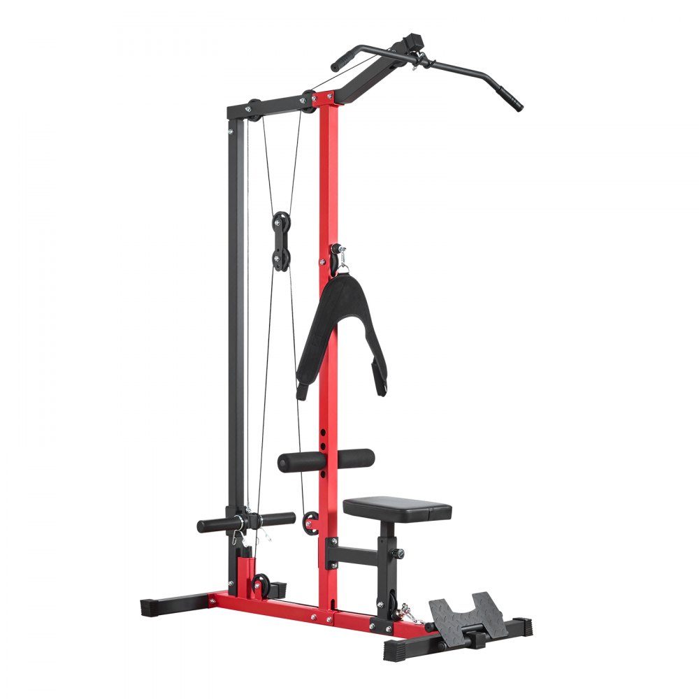 Lat pull-down station, 3-in-1 lat pull-down tower, multi-gym with lat pull-down bar & cable pull, can hold up to 181 kg, strength training for back, arms, shoulders, stomach, lat pull-down machine for the fitness center at home, black