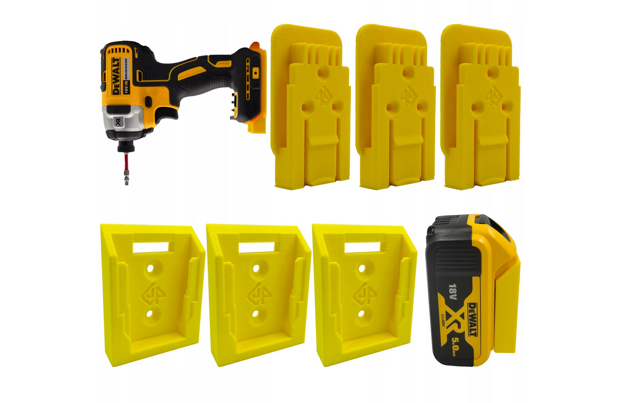 Zestaw UCHWYTÓW 3x narzędzia 3x adapter do akumulatora DeWalt Zestaw UCHWYTÓW 3x narzędzia 3x adapter do akumulatora DeWalt