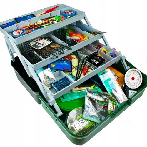 XXXL fishing starter set suitcase completely filled with accessories, 200 pieces