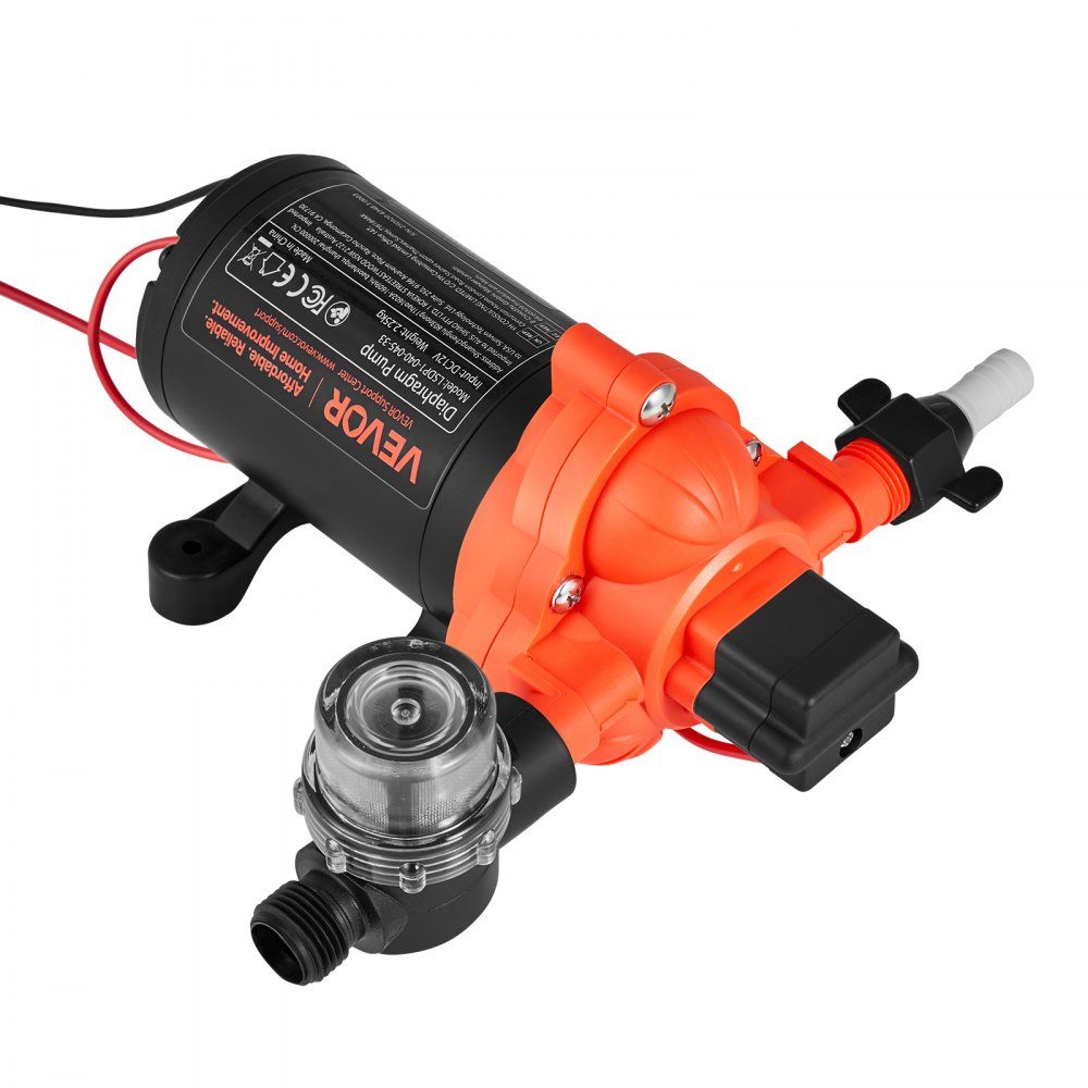 Diaphragm pump, 12V DC, 15.1L/min, self-priming 3-chamber diaphragm water pump with automatic pressure switch, 2.75 bar pressure for motorhome, caravan, ship, yacht, car wash