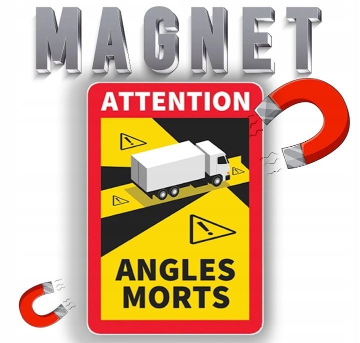 Magnetyczne naklejki ostrzegające o martwym polu widzenia - zestaw 3 szt. do pojazdów TIR 🇫🇷🚛 TIR MAN IVECO DAF Actros MAN Mercedes