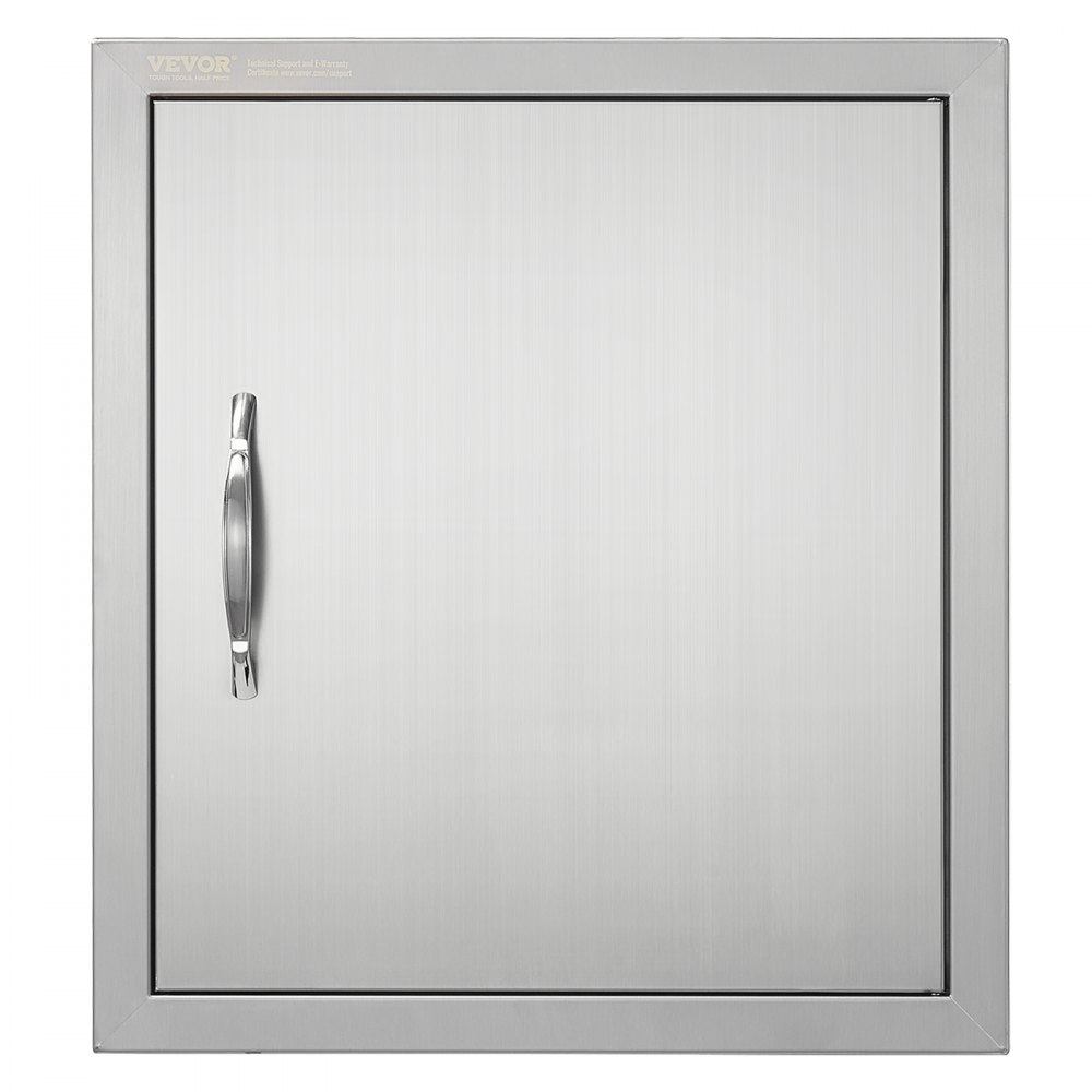 Grill Access Door, 457 x 508 mm, Single Outdoor Kitchen Door, Flush Mounted Stainless Steel Door, Vertical Wall Door with Handle and Hook, for Grill Island, Grill Station, Outdoor Cabinet Grill Access Door, 457 x 508 mm, Single Outdoor Kitchen Door, Flush Mounted Stainless Steel Door, Vertical Wall Door with Handle and Hook, for Grill Island, Grill Station, Outdoor Cabinet