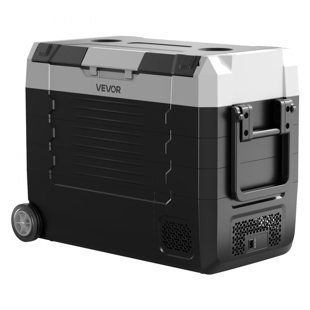 Compressor Cooler 12/24V DC 100-240V AC, Car Fridge 45L with App Control & Wheels & 2 Temperature Zones (-20°C to 20°C), Portable Fridge for RV, Boat, Camping, Fishing