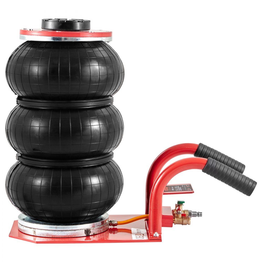 Pneumatische autokrik Triple Bag Air Jack 3T, Triple Bag Air Jack 140-450 mm hefhoogte Airbag Air Jack, 5 minuten slag korte handgreep Air Jack, autokrik rood arbeidsbesparend
