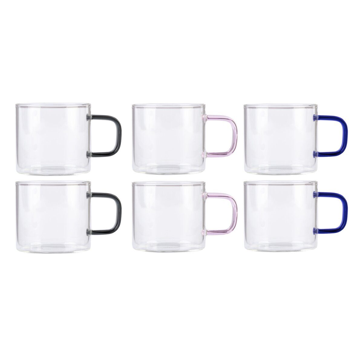 ERNESTO® glass set with colorful handles/teapot with strainer insert (espresso cup set 6 pieces)