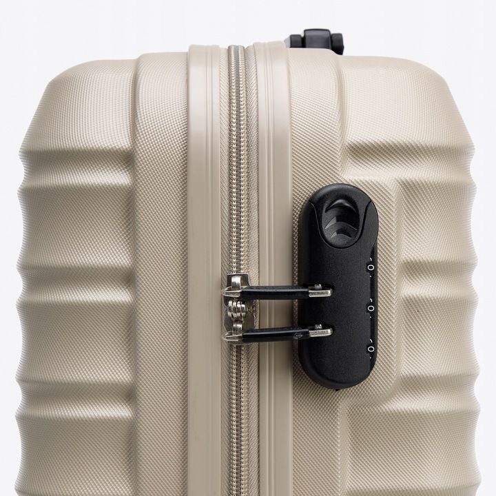 Premium Koffer Reisekoffer Bordkoffer mit Rippen ABS-Kunststoff 34l Beige