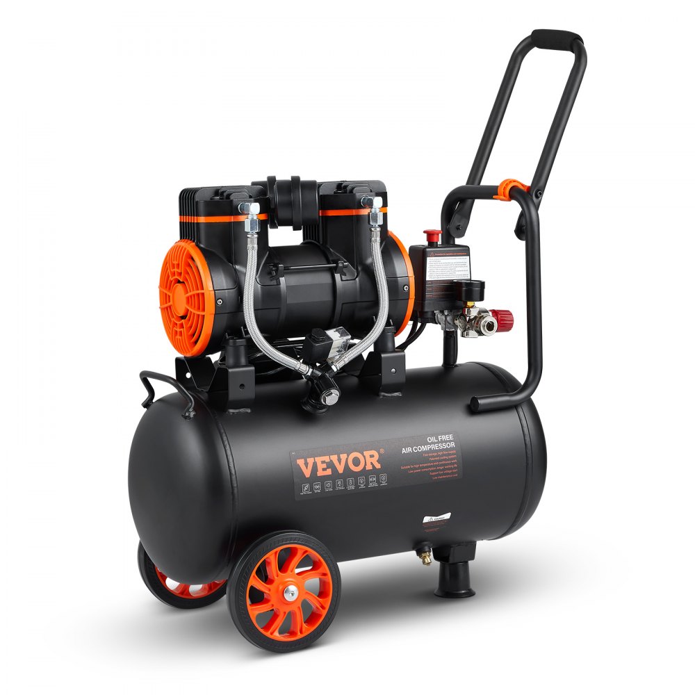 Stille luchtcompressor, 2800 tpm, fluistercompressor, 70 dB, olievrije compressor met 2 wielen, druktank van 24 liter, 6-8 bar, 1450 W (2 pk), 3,5 MPa, autoreparaties, spuitlakken, houtbewerking Stille luchtcompressor, 2800 tpm, fluistercompressor, 70 dB, olievrije compressor met 2 wielen, druktank van 24 liter, 6-8 bar, 1450 W (2 pk), 3,5 MPa, autoreparaties, spuitlakken, houtbewerking