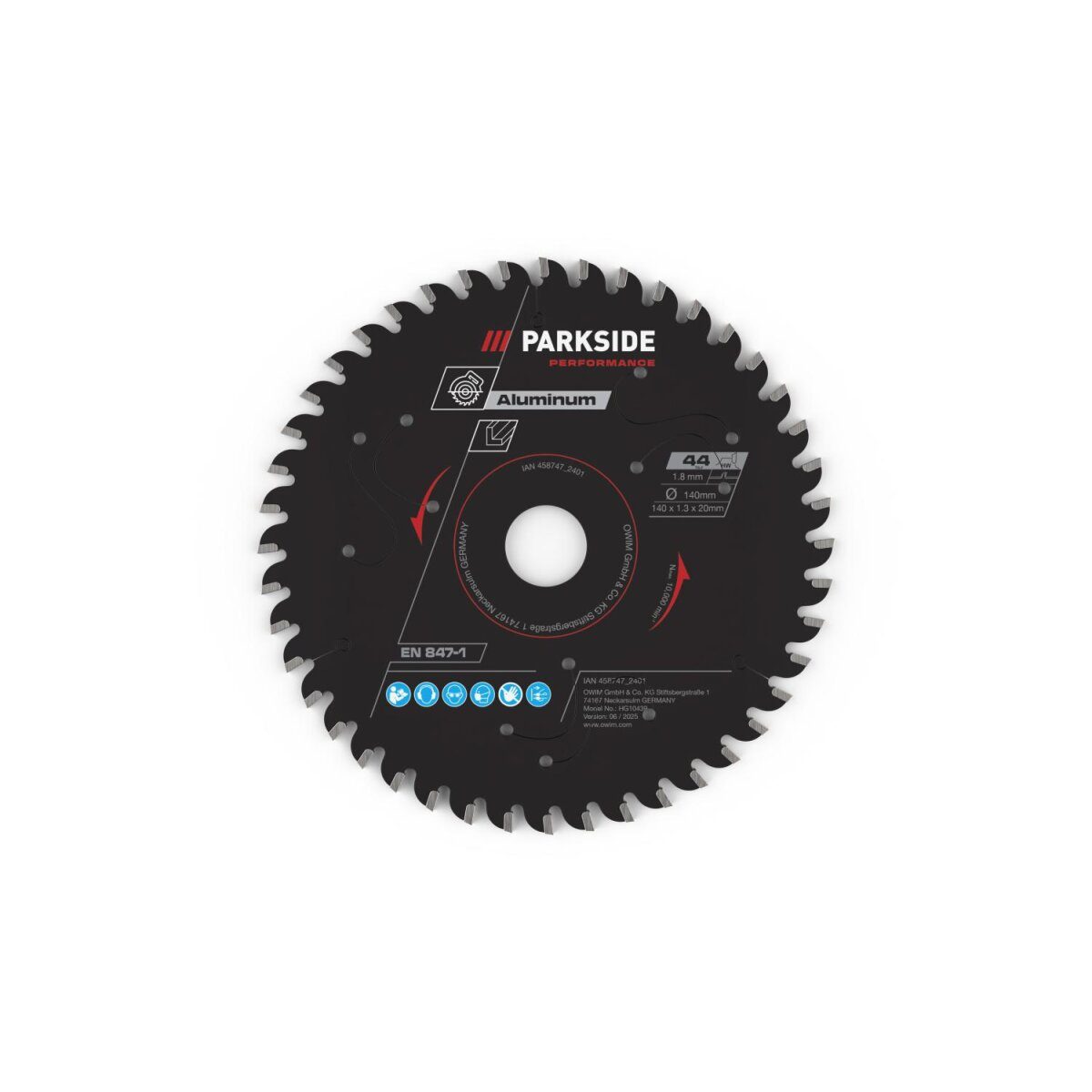 PARKSIDE PERFORMANCE® Holzsägeblatt / Aluminium-Sägeblatt / Laminat-Sägeblatt (Aluminium/44 Zähne)