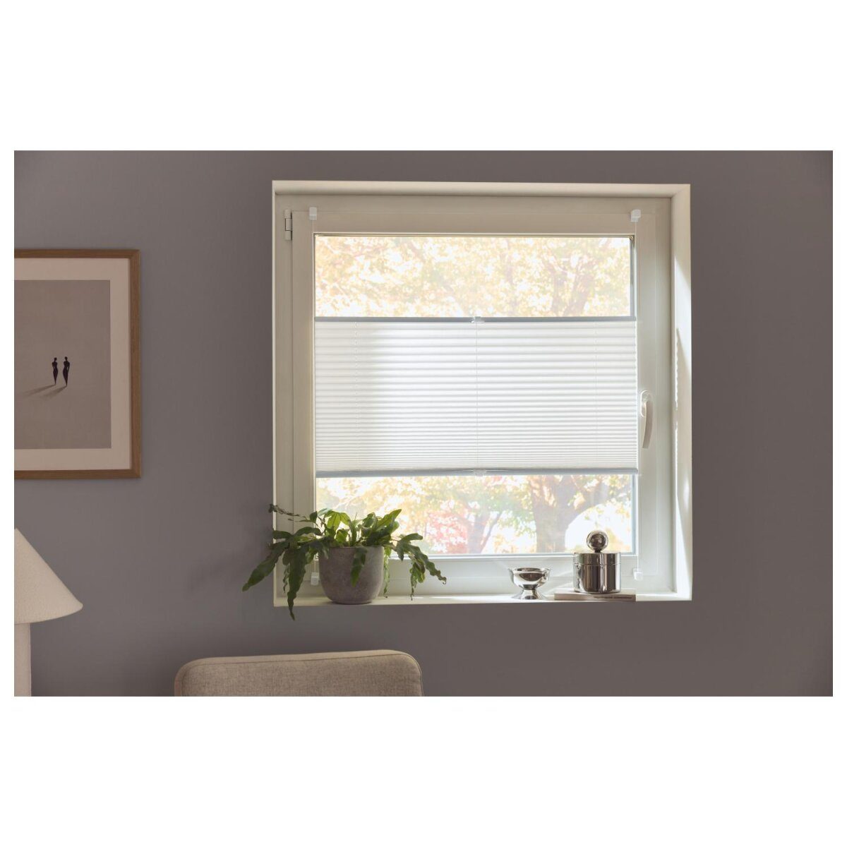 LIVARNO® pleated roller blind for windows, no drilling, 80 x 130 cm, white
