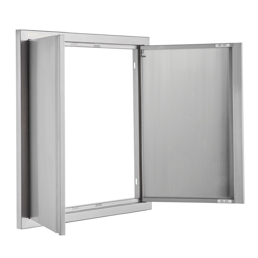 Grilltoegangsdeur 610x610mm Dubbele buitenkeukendeur Inbouw roestvrijstalen deur Verticale muurdeur met intrekbare handgrepen voor grilleiland Grillstation Buitenkast
