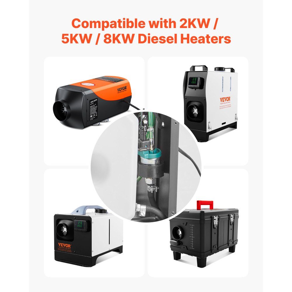 Brandstofpomp dieselkachel, brandstofdoseerpomp 12V DC, 22ml luchtdiesel hulpverwarmingspompen, geschikt voor 2kW 5kW 8kW hulpverwarming, stil ontwerp, pulstechnologie