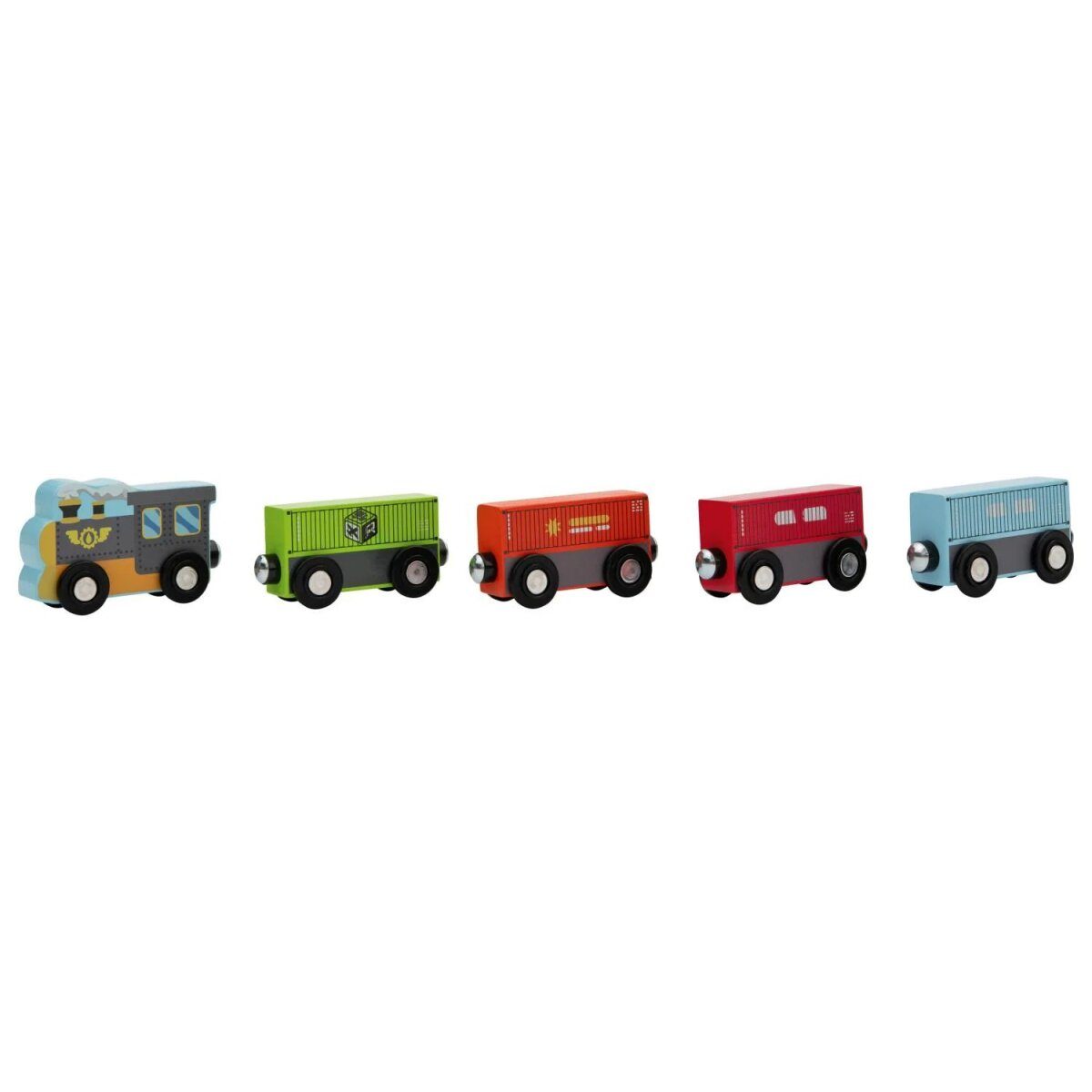 LUPILU® Lastzug / Feuerwehrzug / Kinderzug / Güterzug, 5-teilig (Güterzug)
