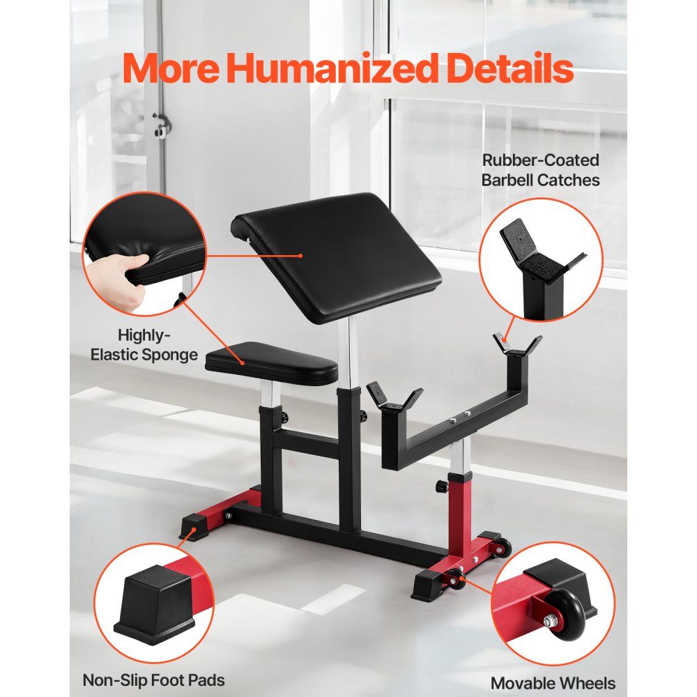 Preacher Curl Bench Biceps Machine for Strength Training, (Max Load 200kg), Home Fitness Equipment, Seated Barbell and Dumbbell Biceps Station, Adjustable Weight Benches