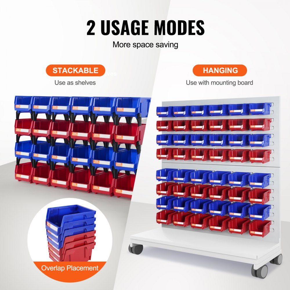 Plastic Storage Containers (5" x 4" x 3") Hanging Stackable Storage Containers Blue/Red Pack of 24 Heavy Duty Stacking Containers for Organizing Closets, Kitchens, Offices or Pantries