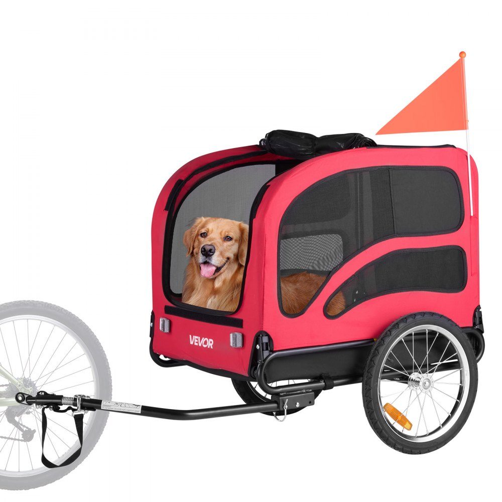 Dog Trailer Up to 45kg Pet Cart Bike Carrier for Small and Large Dogs Folding Frame with Wheels Universal Bike Hitch Includes Flag Internal Leash 1350 x 720 x 840mm