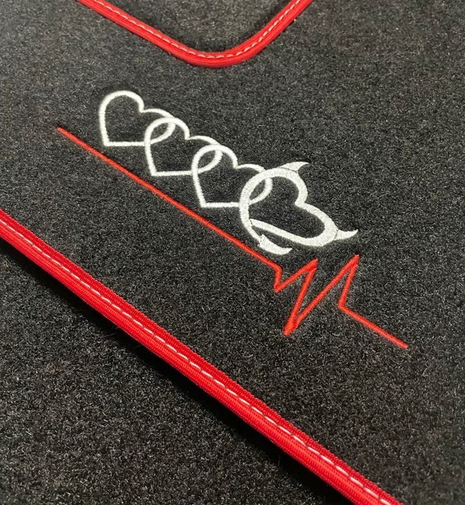 Audi A4 B6/B7 (2000-2008) Velor Floor Mats - S-Line + Embroidery Handmade Gray