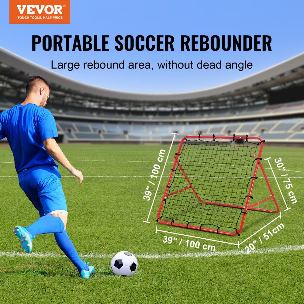 Voetbal Rebound Net Draagbaar Bounce Wall Voetbal 48x48mm Rebounder Voetbal IJzeren Pijp en PE Net Kinderen Tieners Voetbaldoel Rebounder Kicker voor voetbaltraining