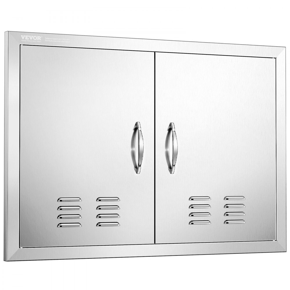 Grill Access Door, 762 x 533 mm, Double Outdoor Kitchen Door, Flush Mounted Stainless Steel Door, Vertical Wall Door with Handles and Vents, for Grill Island, Grill Station, Outdoor Cabinet Grill Access Door, 762 x 533 mm, Double Outdoor Kitchen Door, Flush Mounted Stainless Steel Door, Vertical Wall Door with Handles and Vents, for Grill Island, Grill Station, Outdoor Cabinet