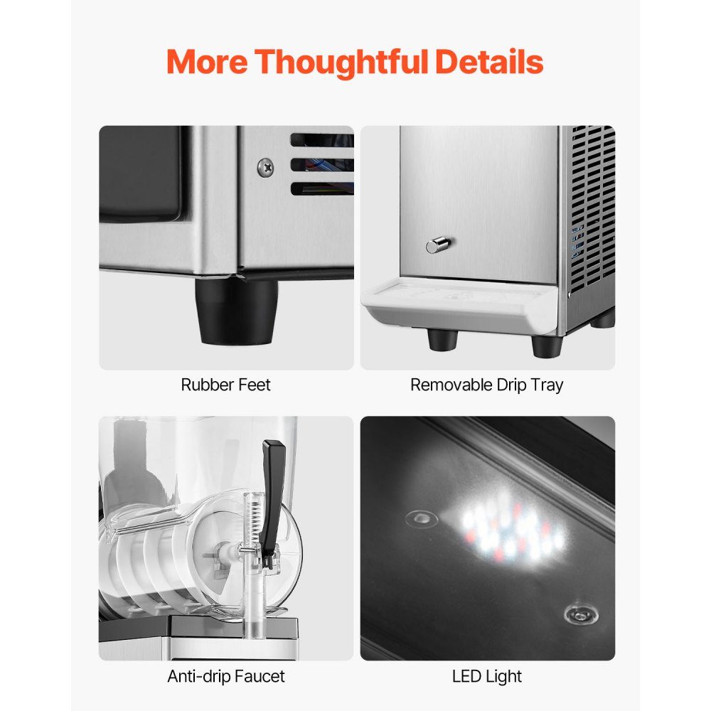Commercial Slush Ice Cream Maker, 12L Single Tank Frozen Drink Machine, 48 Cups, Stainless Steel Slush Ice Cream Maker with Electronic Keyboard, Soft Ice Cream Machine for Party, Restaurant, Cafe