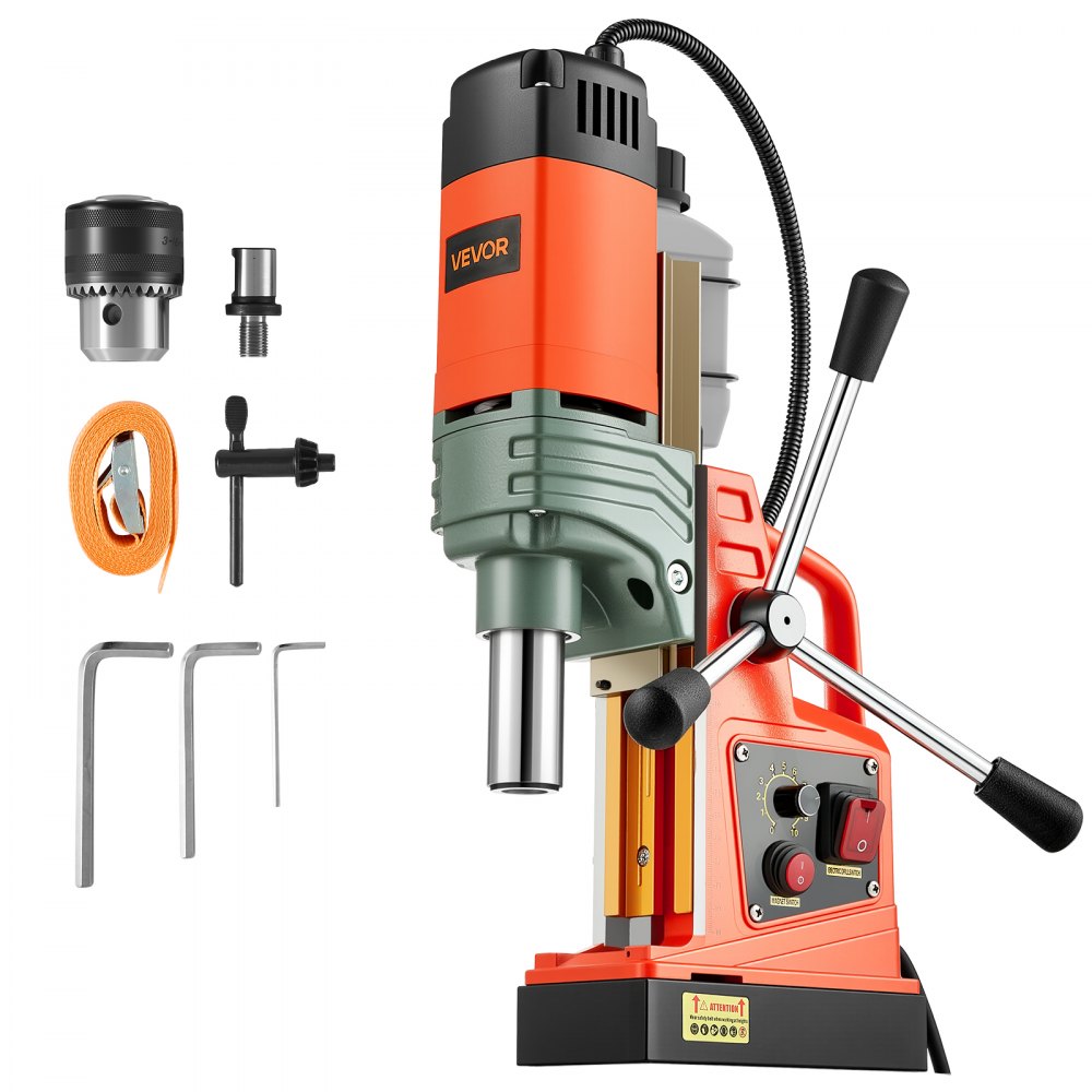 Perceuse magnétique 1350 W 50 mm de diamètre, puissance 12 500 N, système de perçage magnétique portable avec vitesses réglables et arbre Weldon pour surfaces métalliques, industrie, bricolage Perceuse magnétique 1350 W 50 mm de diamètre, puissance 12 500 N, système de perçage magnétique portable avec vitesses réglables et arbre Weldon pour surfaces métalliques, industrie, bricolage