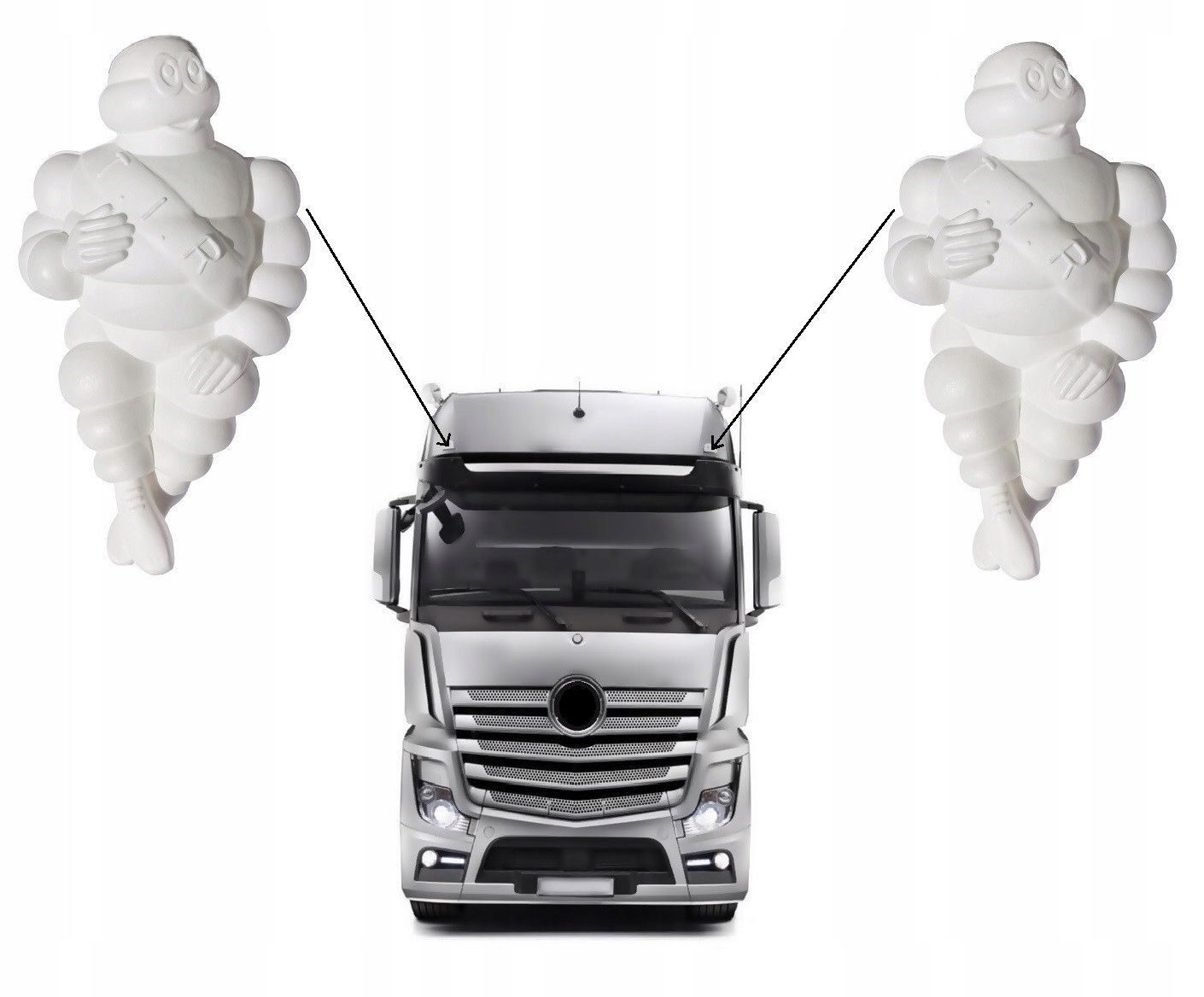 2x FIGURINE ROOFMAN LUMINEUSE MICHELIN Mann 29CM lampe éclairage camion MAN DAF MERCEDES RENAULT VOLVO ACTROS TGX TGA etc.