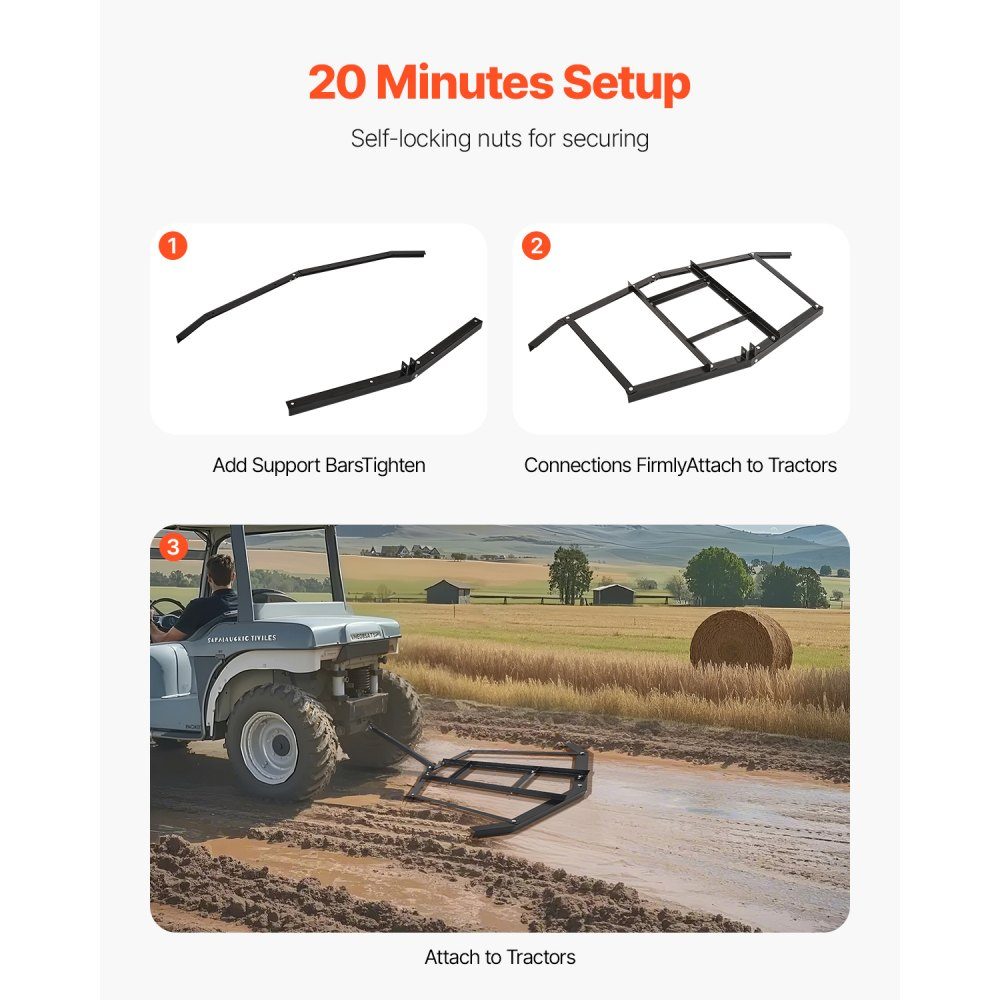 Schleppegge, 66" breite Wiesenegge aus Q235-Stahl mit verstellbaren Stangen und Stiftkupplung, Tragfähigkeit bis zu 50 Pfund, Rasenschlepp für ATVs, UTVs, Garten- und Rasentraktoren