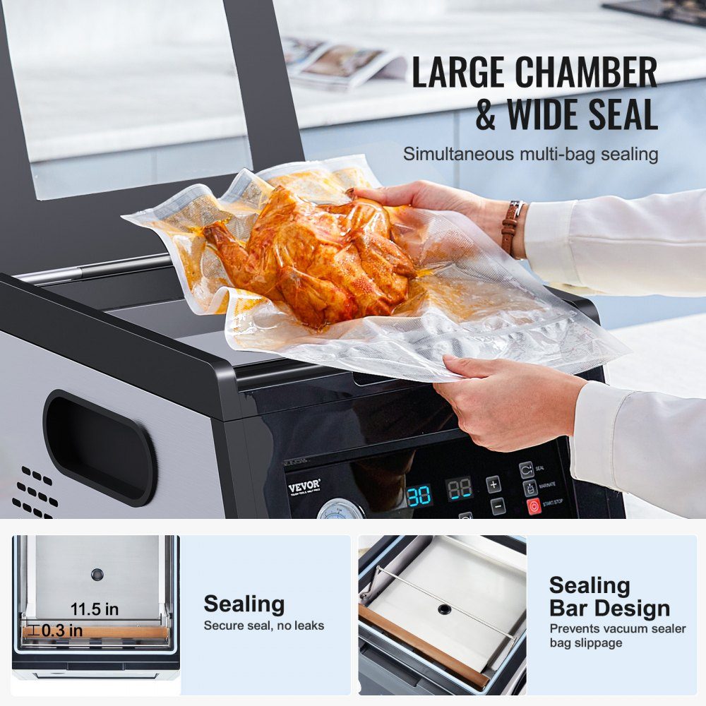 Kammer-Vakuumierer, 380 W, Nassfutter-Fleisch-Verpackungsmaschine, kompaktes Design, idealer kommerzieller Vakuumierer für den professionellen und privaten Gebrauch