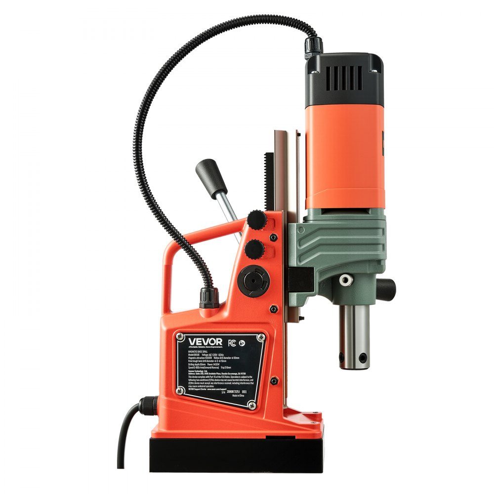 Magnetbohrmaschine 1350 W 50 mm Bohrdurchmesser, 12500 N Leistung, tragbares Magnetbohrsystem mit einstellbaren Drehzahlen & Weldonwelle, für Metalloberflächen, Industrie, Heimwerker