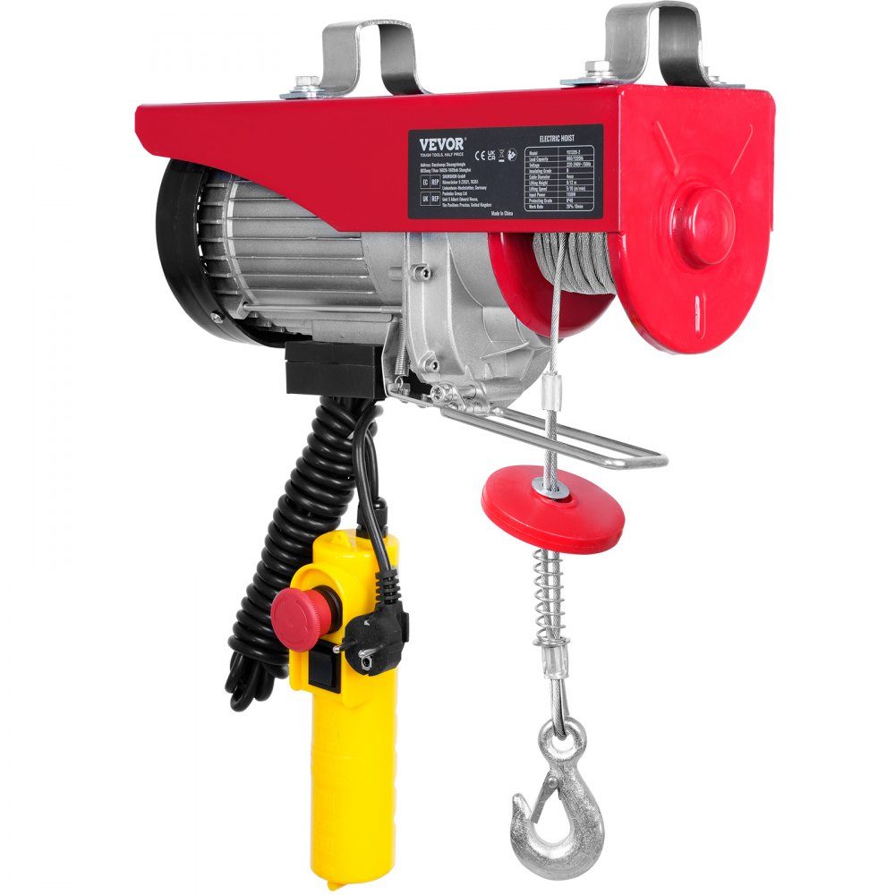 230V elektrische Seilwinde 300kg bis 600kg Hubhöhe 12m Seilzugmotor Winde 1150W Motor Flaschenzug 10m/min Hubgeschwindigkeit Hebezeug mit Kabelfernbedienung Seilzug Kettenzug