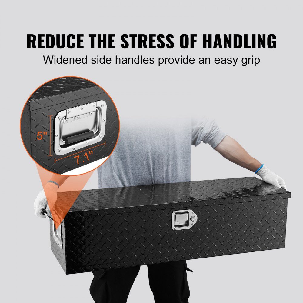 990 x 330 x 254mm Truck Bed Tool Box Lockable 83L Truck Box Tool Box Storage Tool Box 39kg Load Tool Box Organizer for RV Car Black