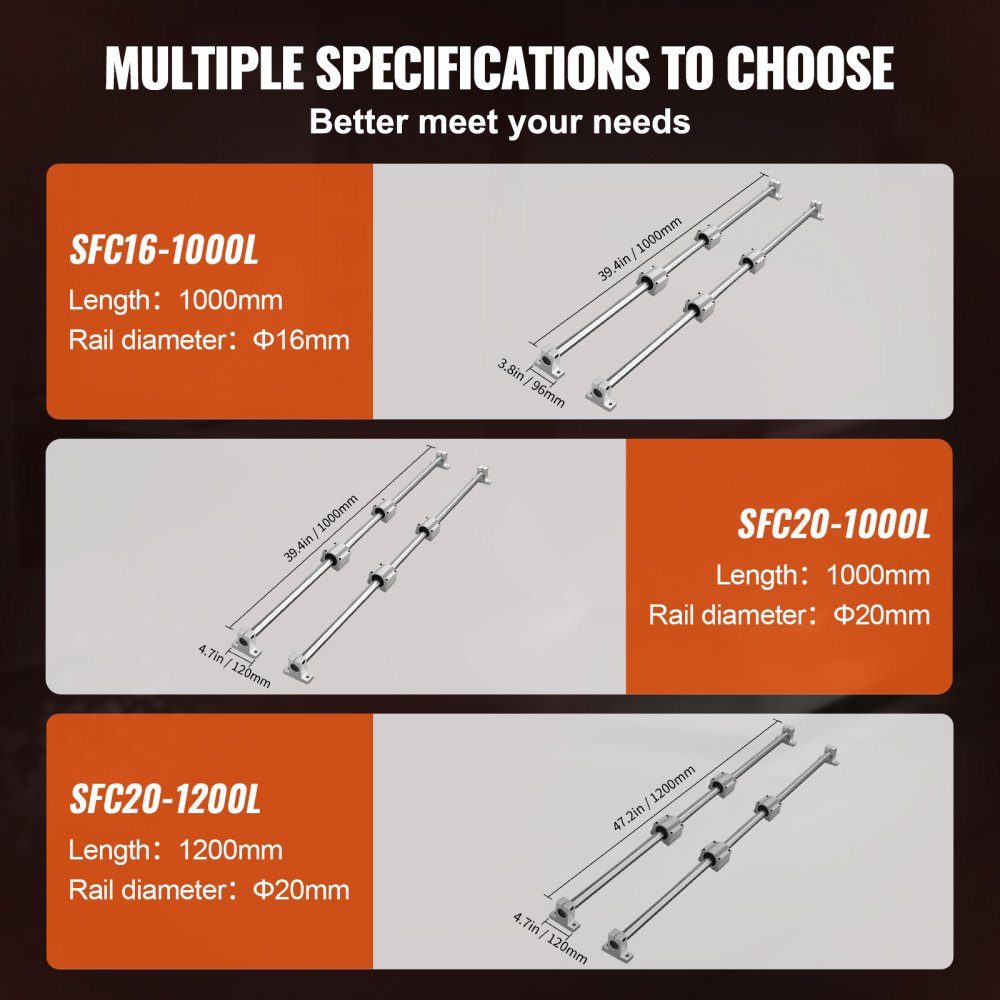 Lineaire geleiderailset, SFC20 1200 mm, 2 stuks 1000 mm SFC20 geleiderails, 4 stuks SC20 schuifblokken, 4 stuks railsteunen, lineaire rails en lagerset voor geautomatiseerde machines