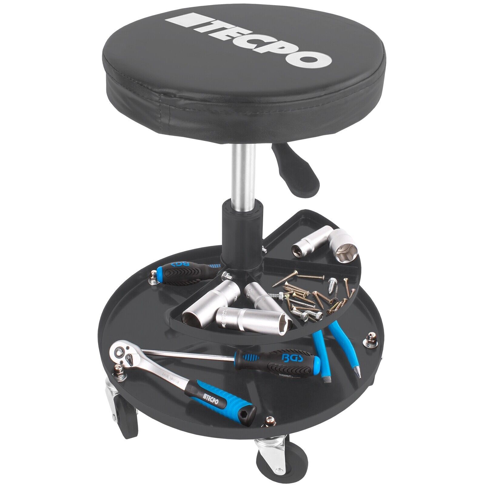 WORKSHOP ROLLING SEAT up to 135 kg WORKSHOP STOOL WORK STOOL WITH SHELF FOR TOOLS WORKSHOP ROLLING SEAT up to 135 kg WORKSHOP STOOL WORK STOOL WITH SHELF FOR TOOLS