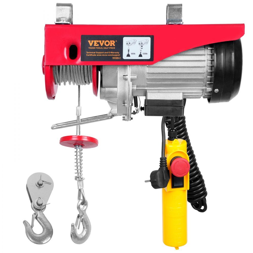 230V elektrische Seilwinde 300kg bis 600kg Hubhöhe 12m Seilzugmotor Winde 1150W Motor Flaschenzug 10m/min Hubgeschwindigkeit Hebezeug mit Kabelfernbedienung Seilzug Kettenzug