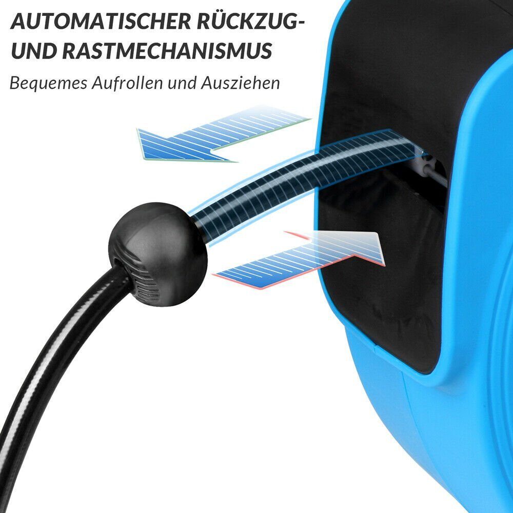 Schlauchaufroller Druckluftschlauchaufroller automatisch 10m 1/4" Anschluss