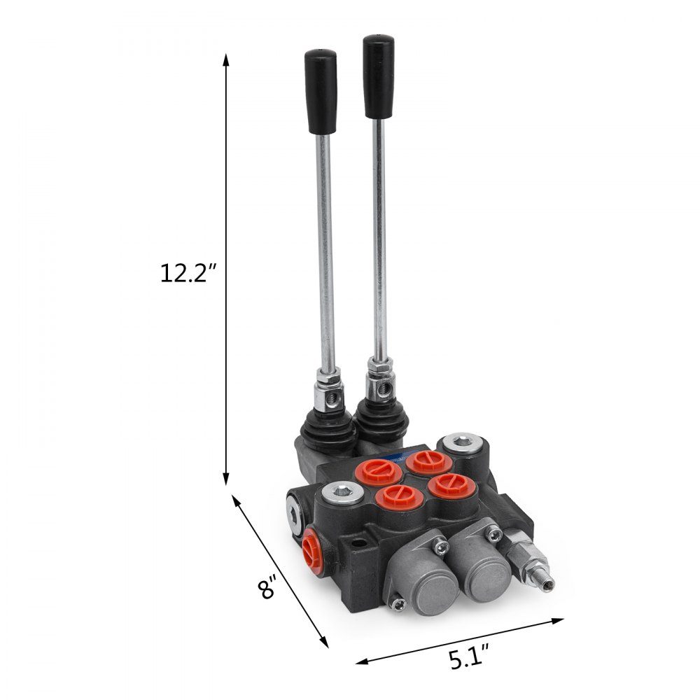 2-Spulen-Hydraulikventil-Handhebelventil, 11GPM-Wegeventil einstellbar, 6,3 kg hydraulisches Venti-Ventil einstellbar
