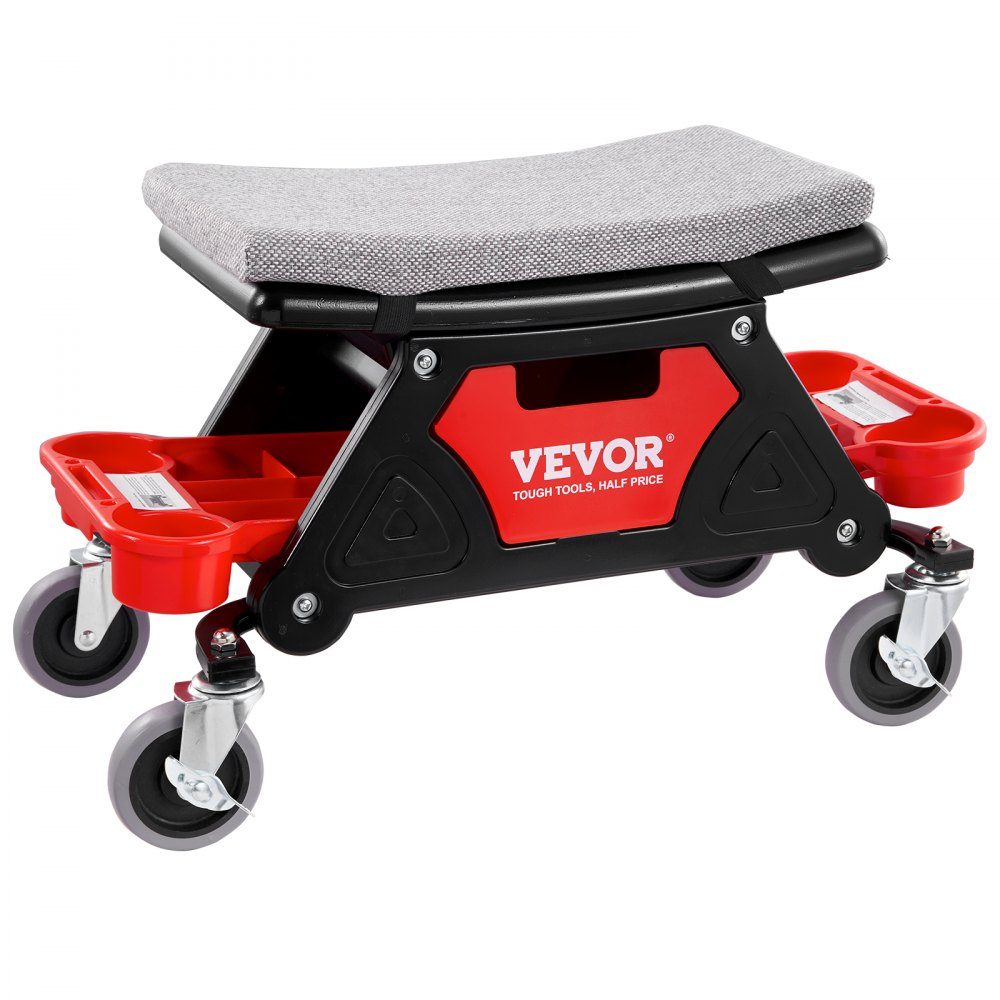 Werkstatthocker Rollhocker 640 x 335 x 390 mm, 136 kg belastbar Werkstatt Rollsitz Montagehocker Garagenhocker, Werkstatt Arbeitshocker Stuhlsitz inkl. Lagerbox & Paletten, fahrbar