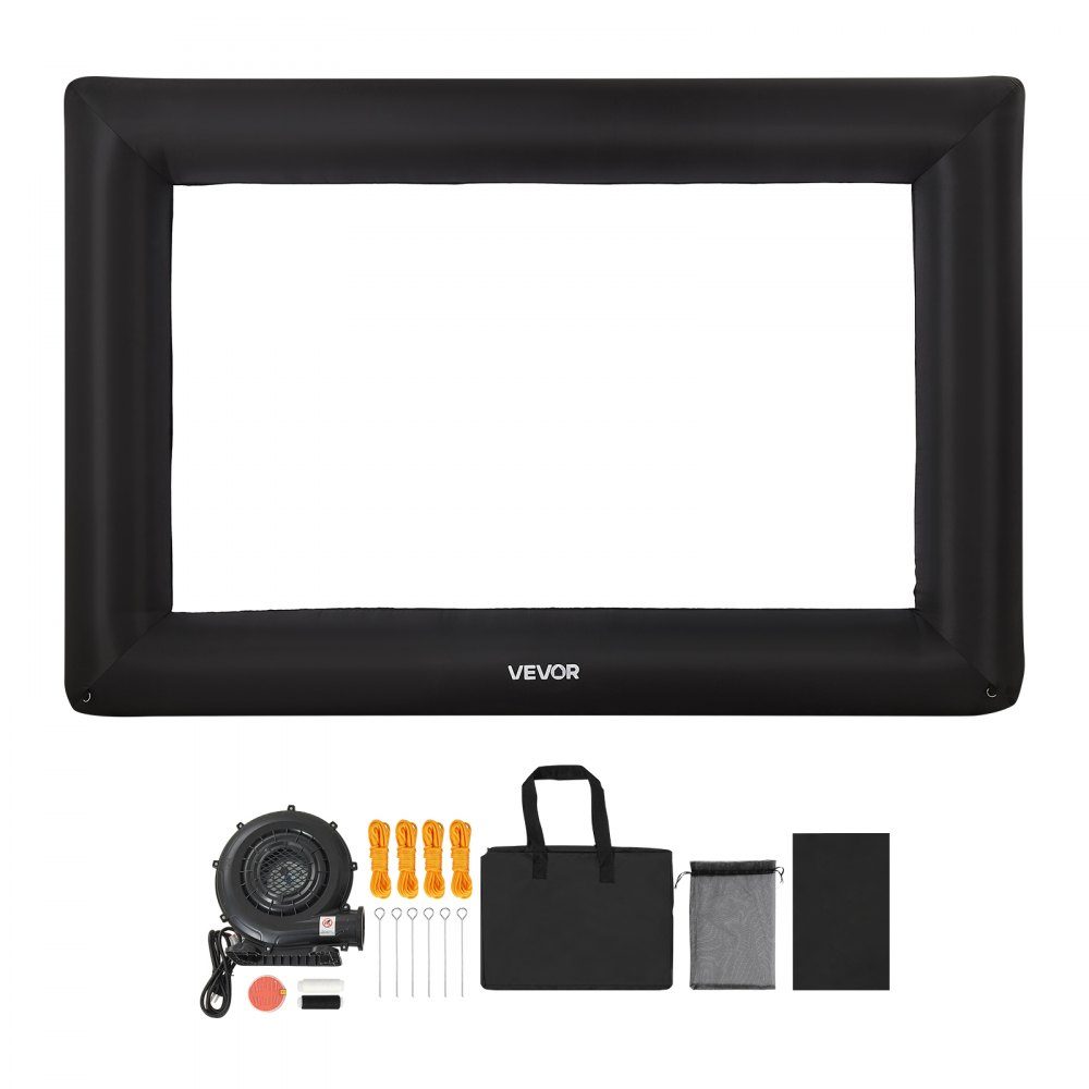 Inflatable Movie Screen, 600D Projector Screen, Projection Screen with Portable Storage Bag, 16:9 Movie Projection for Home Theater Theme Party, Pool Fun (409x160x272cm)