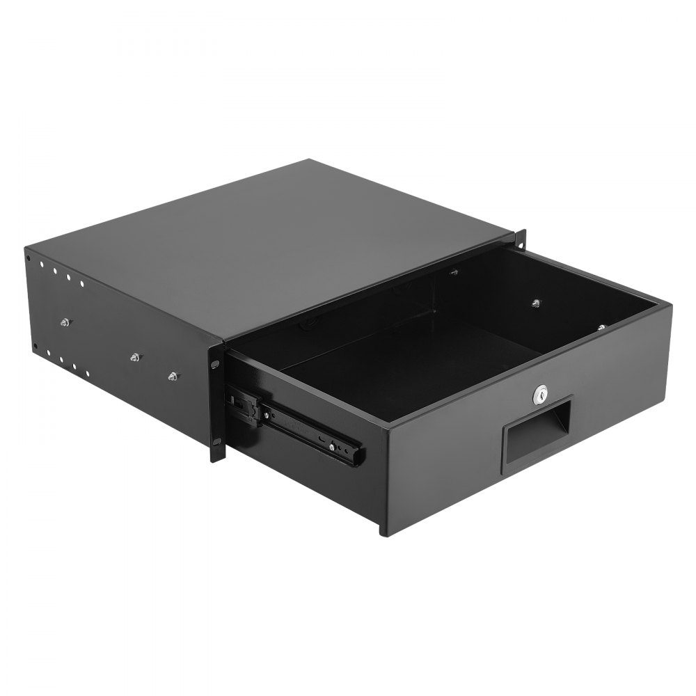 3U-Rack-Schublade, 50 Pfund, abschließbares Serverschrankgehäuse, Schiebeschublade mit Schloss und Kabelführungslöchern für 482 mm Netzwerkgeräte, Server, AV-Rack oder Schrankgehäuse