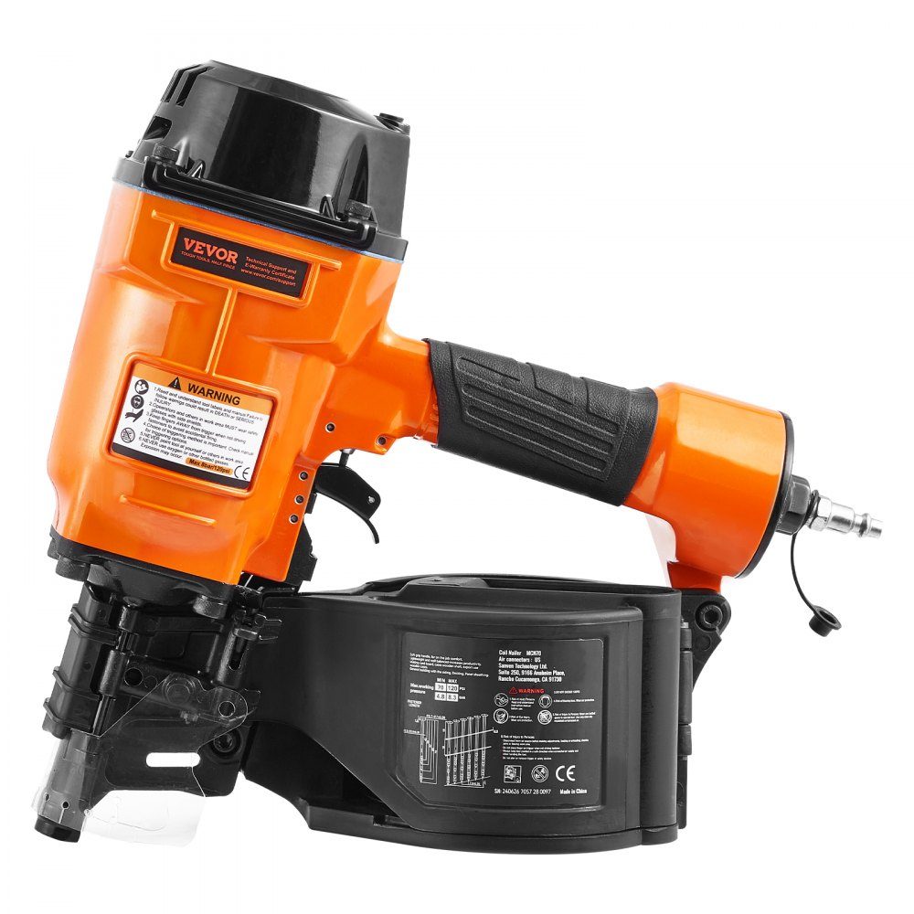 Rolspijkermachine MCN70, 1-3/4" tot 2-3/4" 15 graden pneumatische trimspijkermachine, 70-120PSI luchtspiraalspijkermachine voor pallets, dozen, frames, panelen en omheiningen
