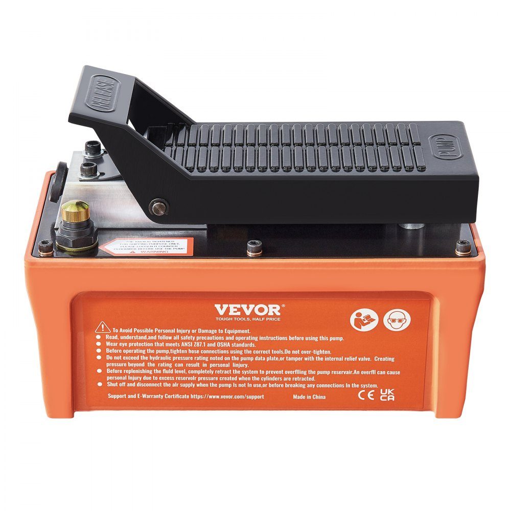 1.6L air hydraulic pump, 700 bar hydraulic pump, 0.8L/min (no load), 0.16L/min (load), hydraulic foot pump with 2m hose, confirmed air foot pump base, including air inlet adapter PTFE tape