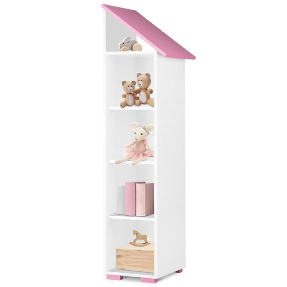 Design Bücherregal Kinderhaus 165 cm hoch weiß-rosa Kinderzimmer