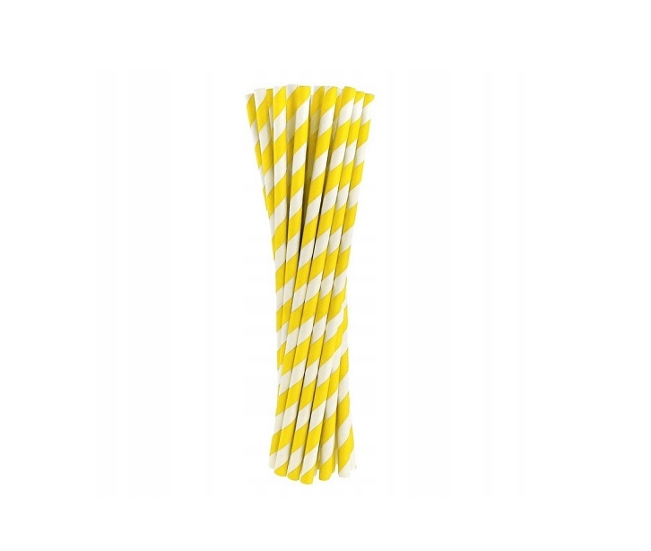 Pailles en papier écologique à rayures jaunes, paquet de 250, Restaurant, Snack, camion de nourriture, Bistro